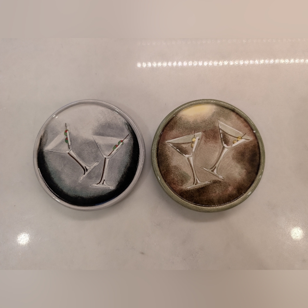 2 Artland Classic Martini Drink Coasters, 4 inches wide